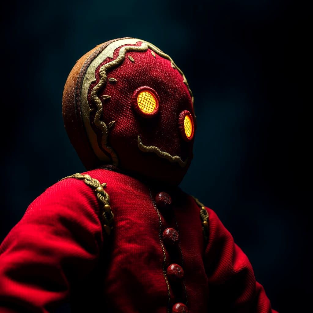 Horror Gingerbread Man Made of Red Silk