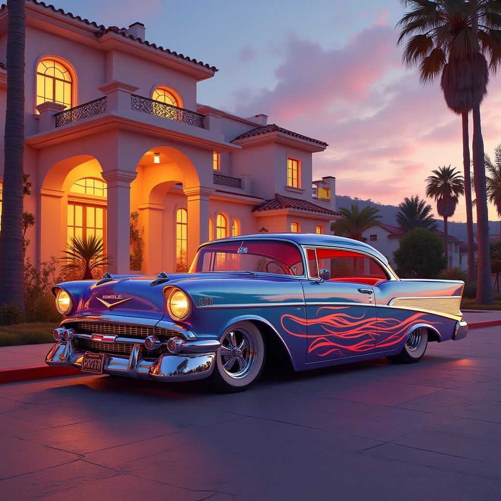 Classic Chevy Hot Rod in Futuristic Style