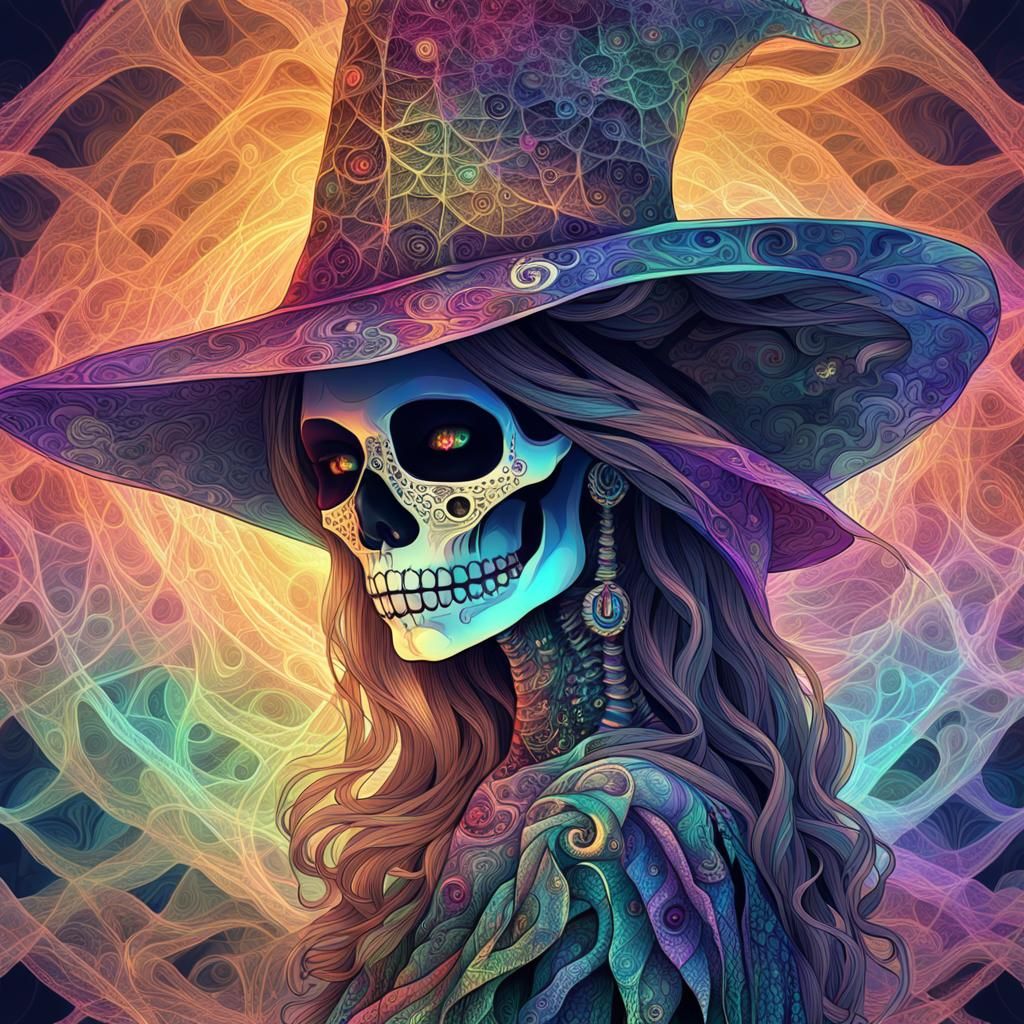 Abstract Skeleton Girl in Zentangle Style