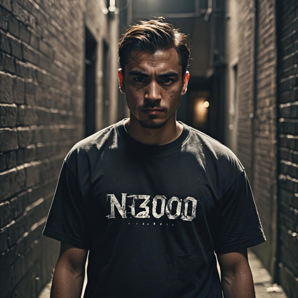 Gang Member in Alleyway: Cinematic Film Still