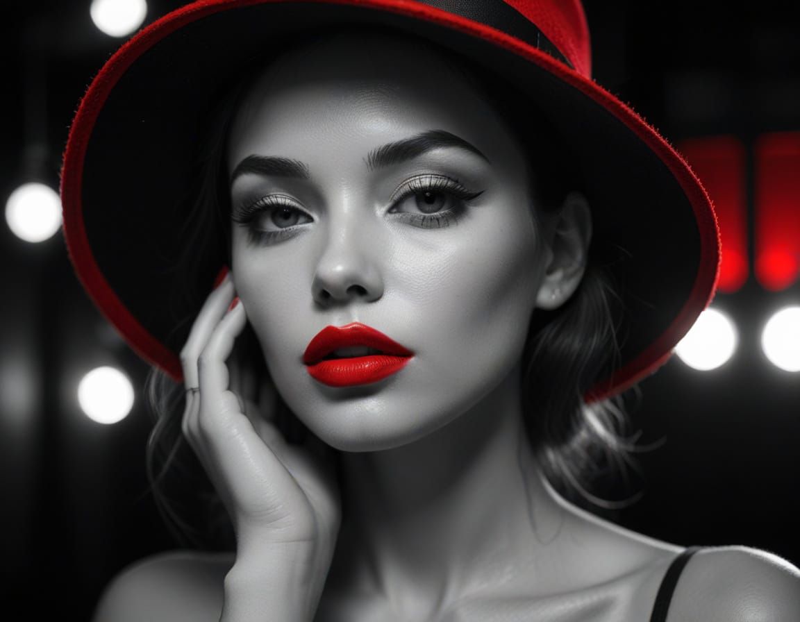 Monochrome Portrait of a Charismatic Woman in Neon Light