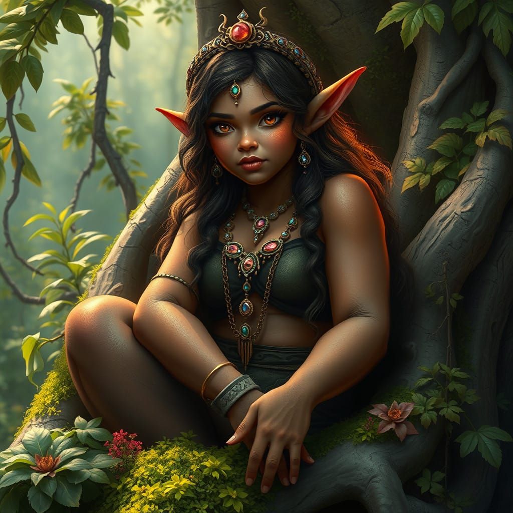 Ethereal Elf Maiden in Whimsical Forest Realm