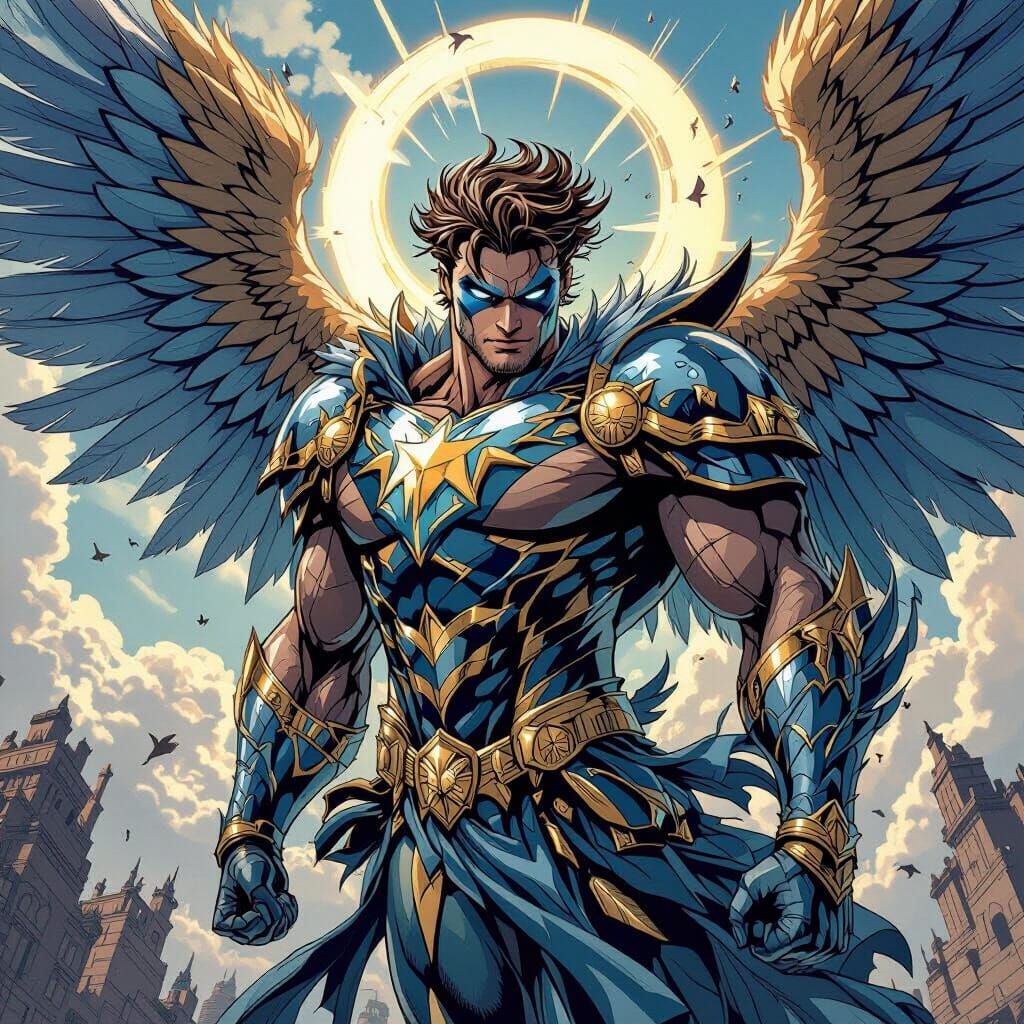 Winged Figure Soaring, Comic Book Art