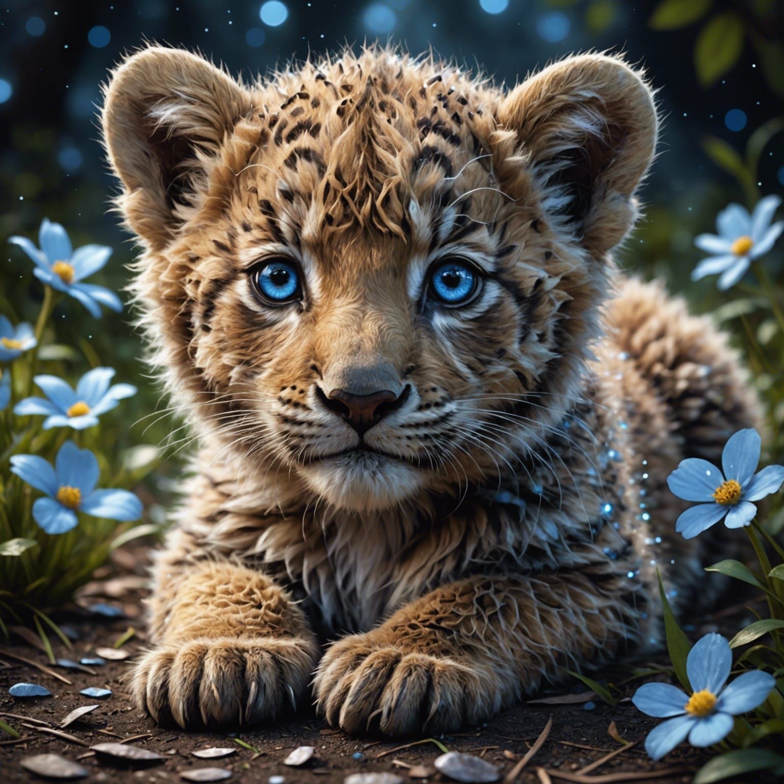 Adorable Cub with Expressive Eyes in Digital Art