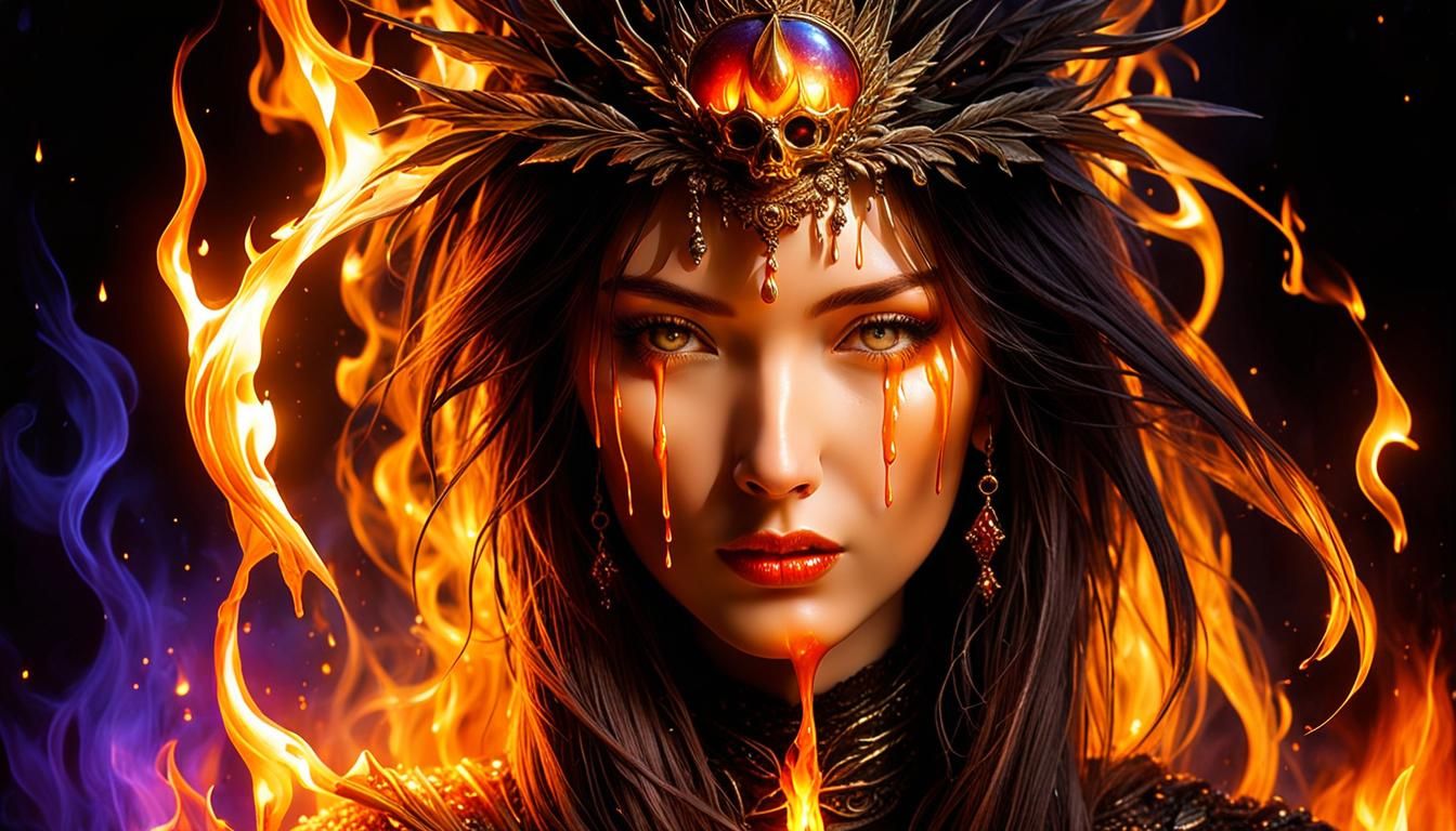 Burning Woman Candle in Dark Fantasy Style