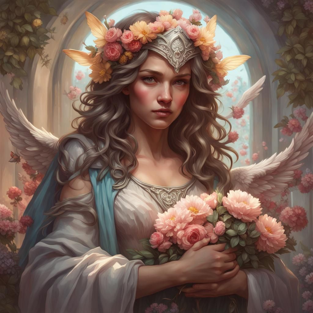 Angel with Raccoon: Hyperdetailed Digital Art