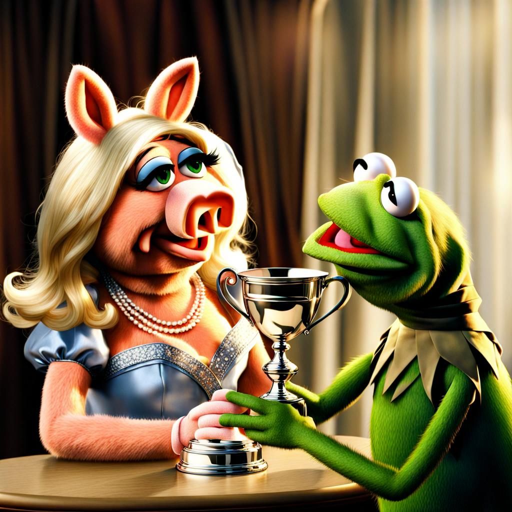 Miss Piggy Receives Award From Kermit
