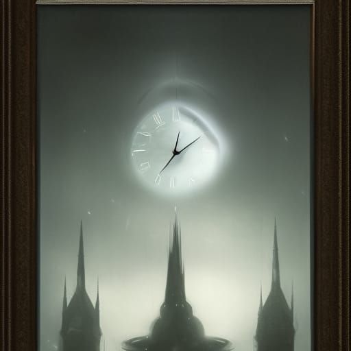Greg Rutkowski Style Moonlit Clock Tower