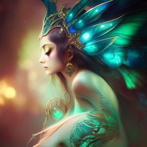 Chibi Bioluminescent Pixie in Fantasy Forest