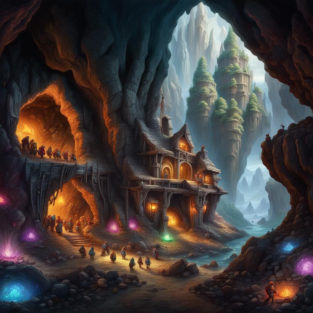 Dwarven Gemstone Mine: Epic Digital Matte Painting