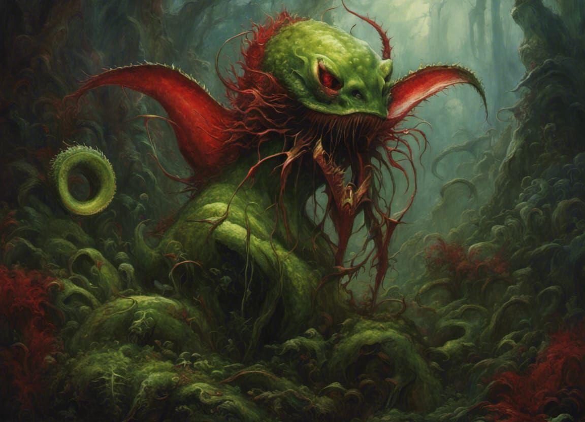 Creepy Carnivorous Plant Monster in Dark Fantasy Style