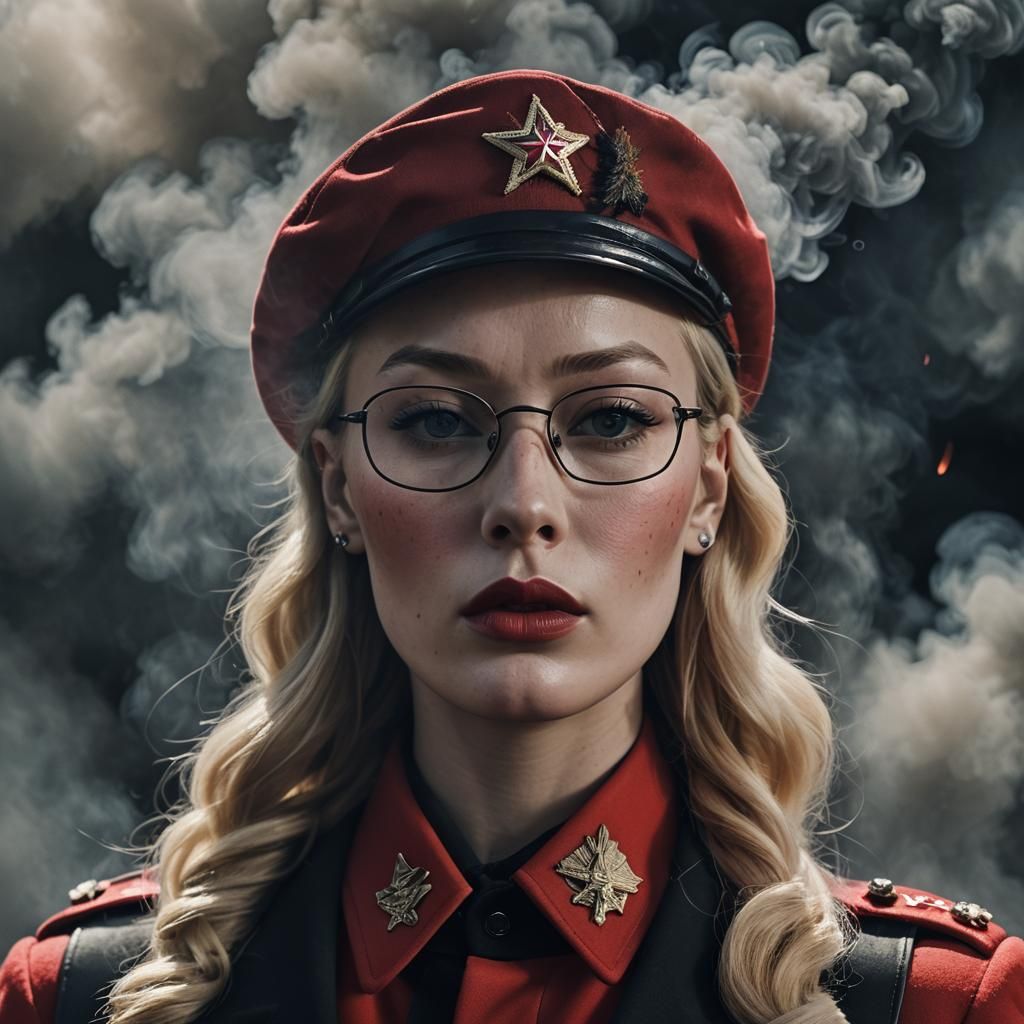 Red Army Commander Portrait with Dramatic Lighting