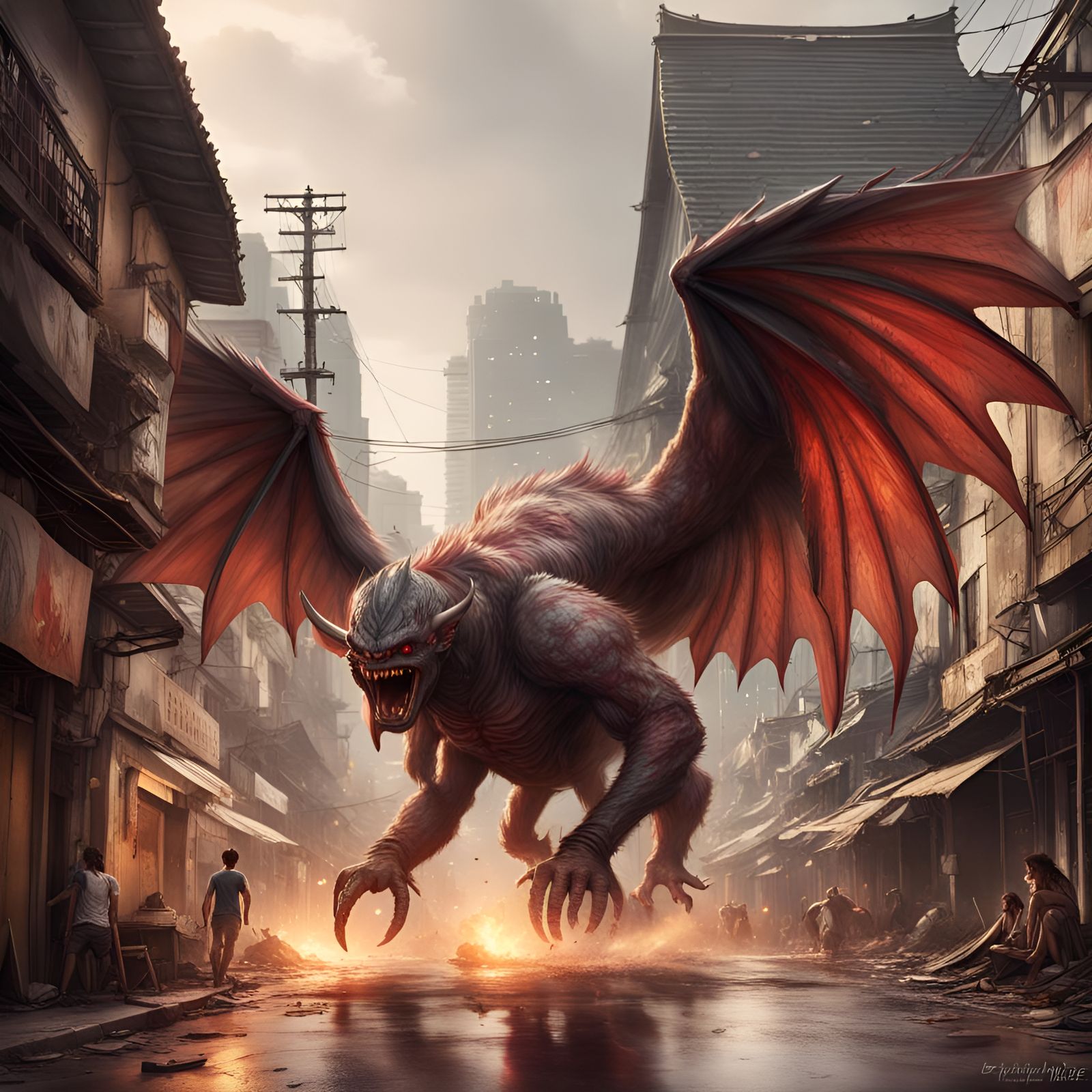 Mythical Hybrid Creature Destroys Manila: Fantasy Concept Ar...