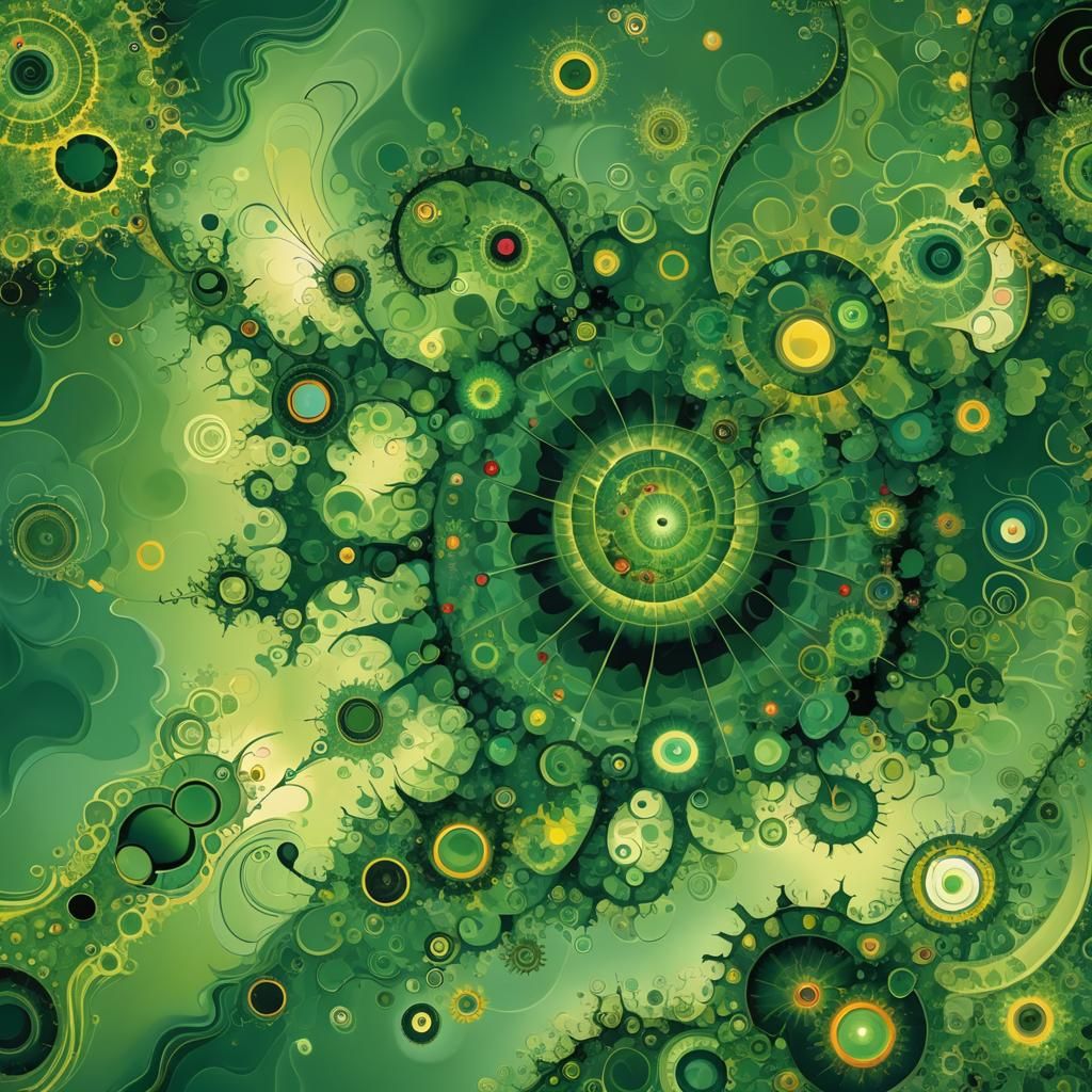 Green Fractal Abstraction in Kandinsky Style
