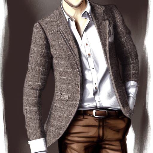 Fashionable Man in Tweed Jacket: Concept Art Portrait