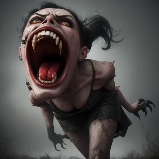 Eerie Body Horror Screaming Pinup Model