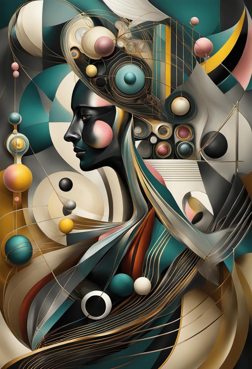 Abstract Angular Painting in Cream and Teal