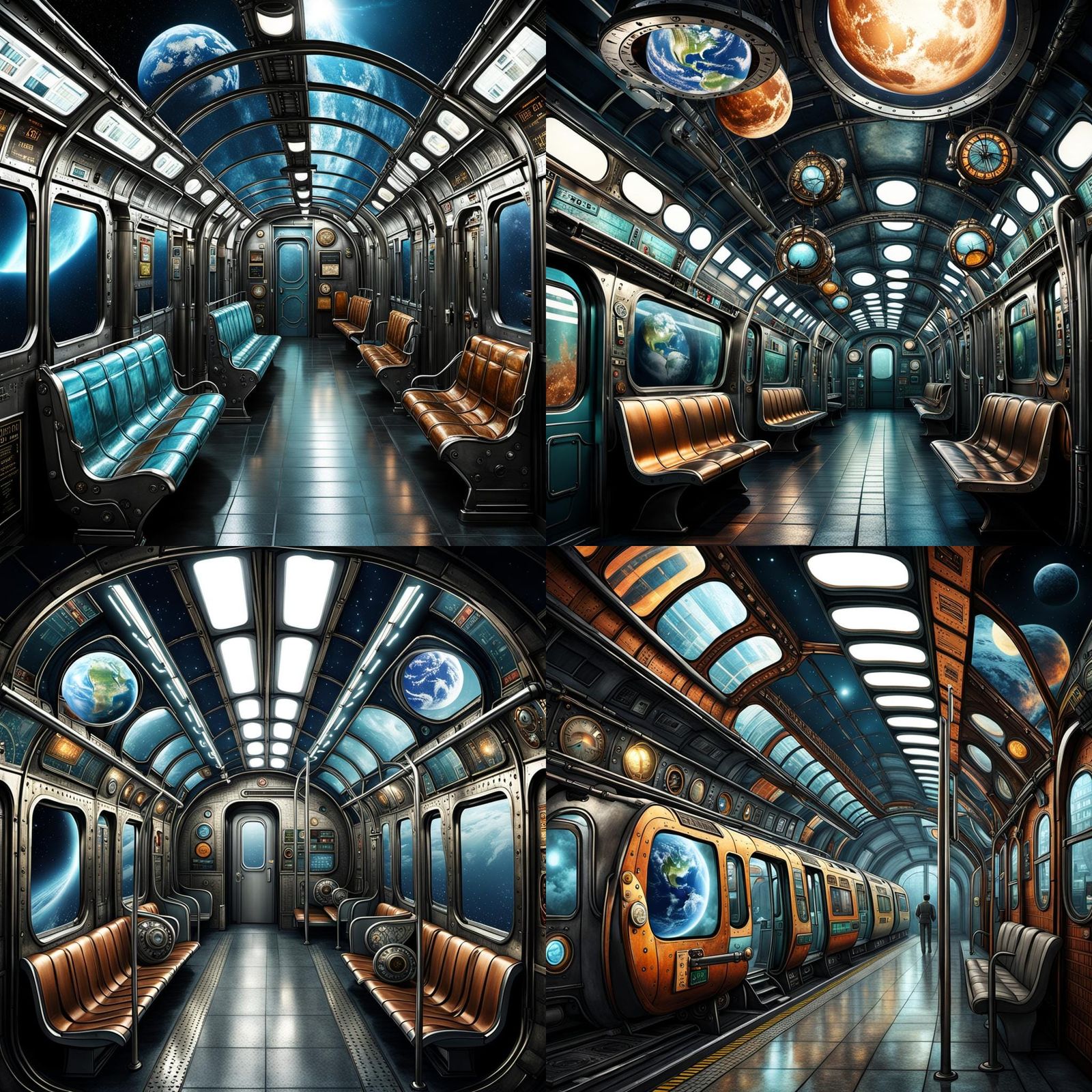 Futuristic Steampunk Subway from Earth to Moon