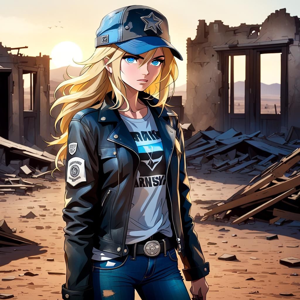 Desert Woman in Anime Style with Windswept Hair