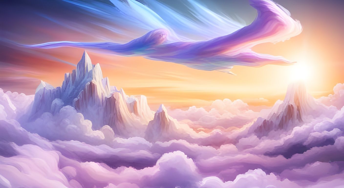 Iridescent Creature Flies Through Cloudscape
