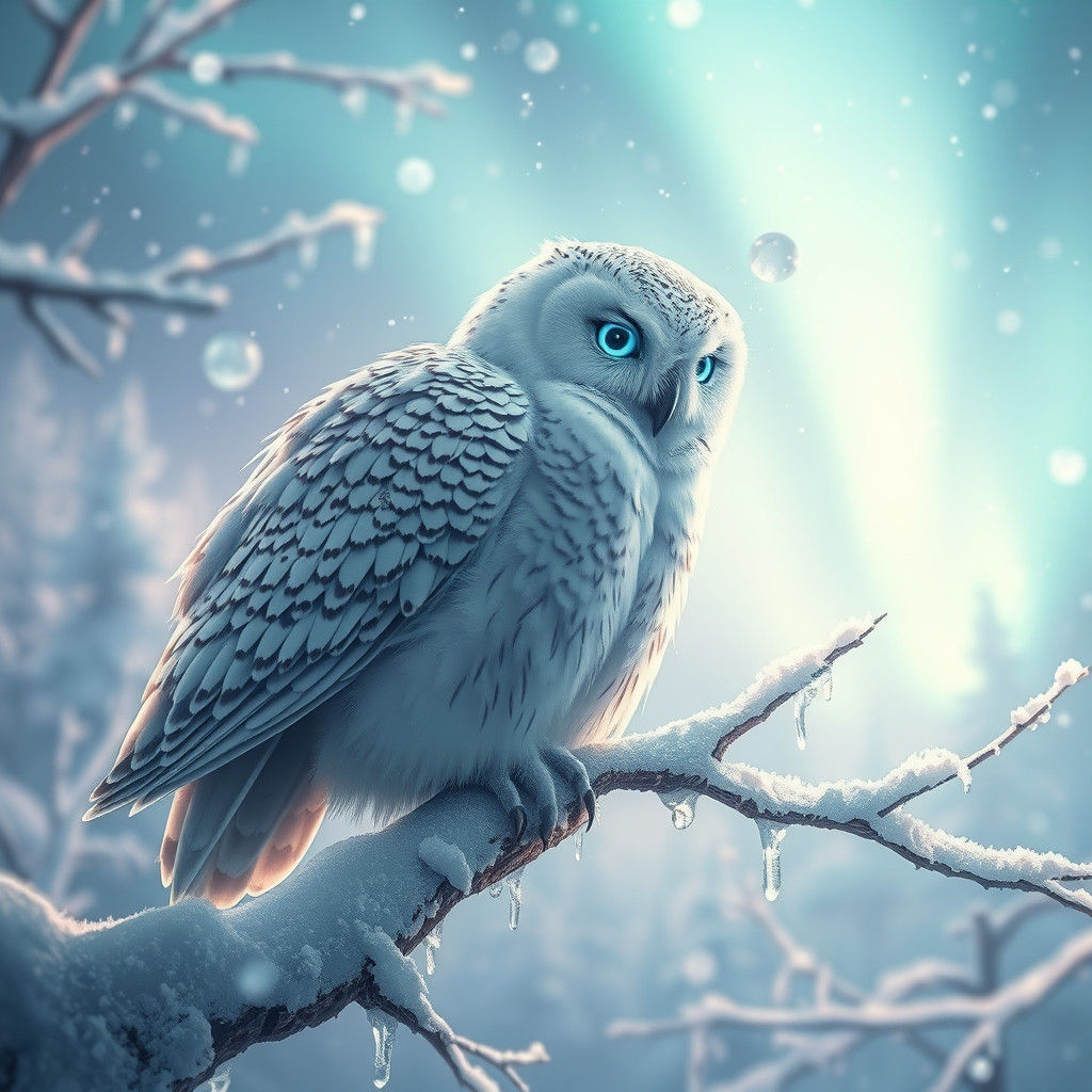 Snow Owl in Winter Wonderland: Digital Matte Painting