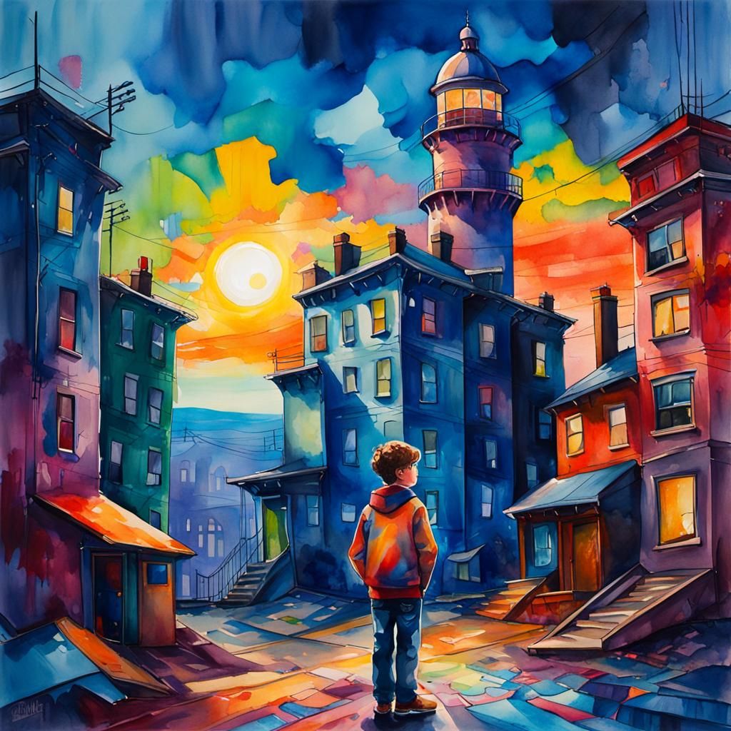 Vibrant Cityscape with Melting Architectural Details in Pixa...