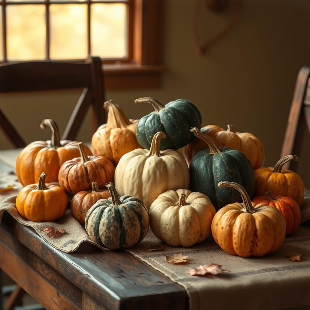 Heirloom Gourds in Golden Light: An Impressionist Still Life