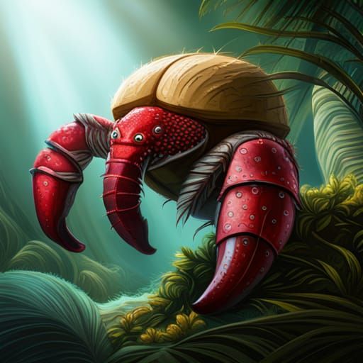 Fantastical Coconut Crab in Detailed Matte Painting