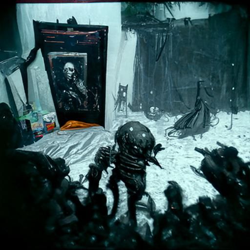 Messy Punk Bedroom in Horror Style