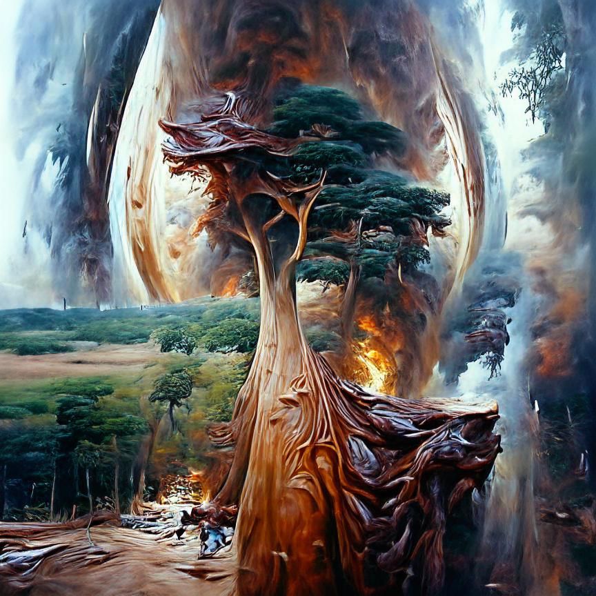 Giant Tree of Life Forest: Oil Painting