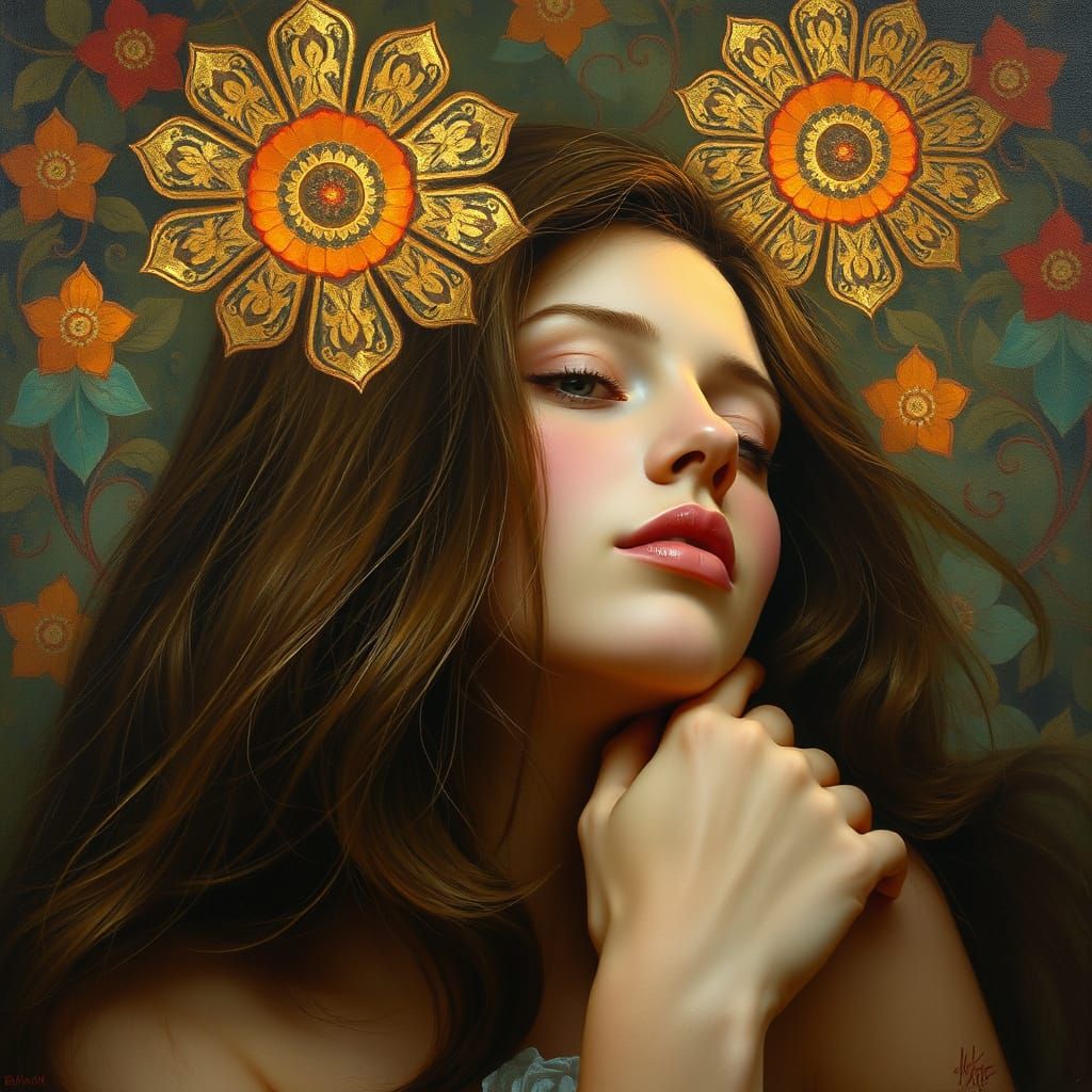 Hyperrealistic Oil Painting of a Beautiful Woman in Dreamlik...