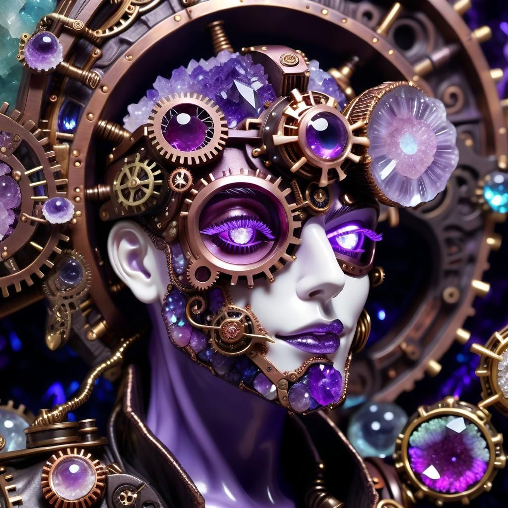 Steampunk Crystal Face Geode Masterpiece