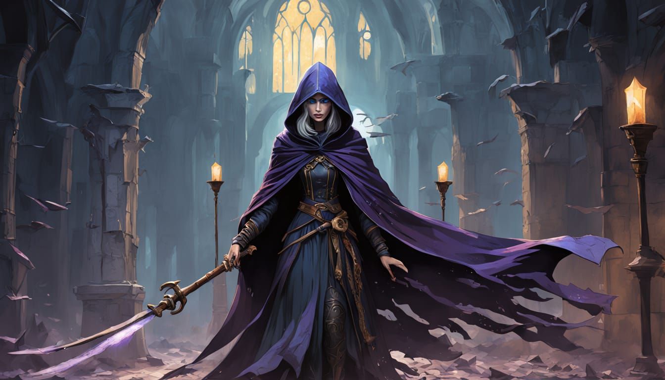 Ethereal Dark Fantasy Maiden in Tattered Cloak with Ancient ...