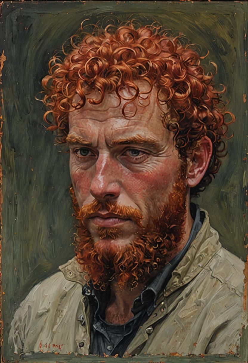 Red-Haired Man in Oil Painting Style