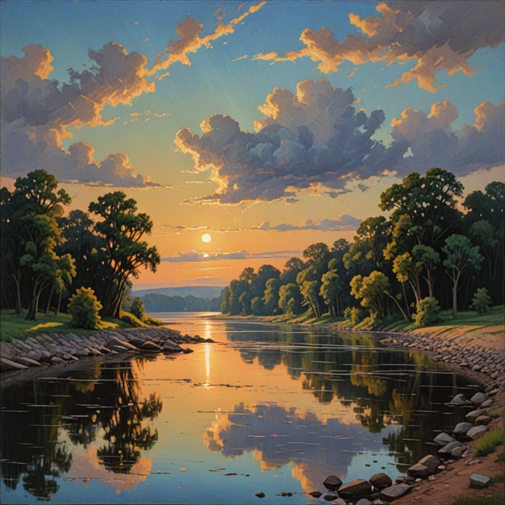 Romantic Evening on the Mississippi River