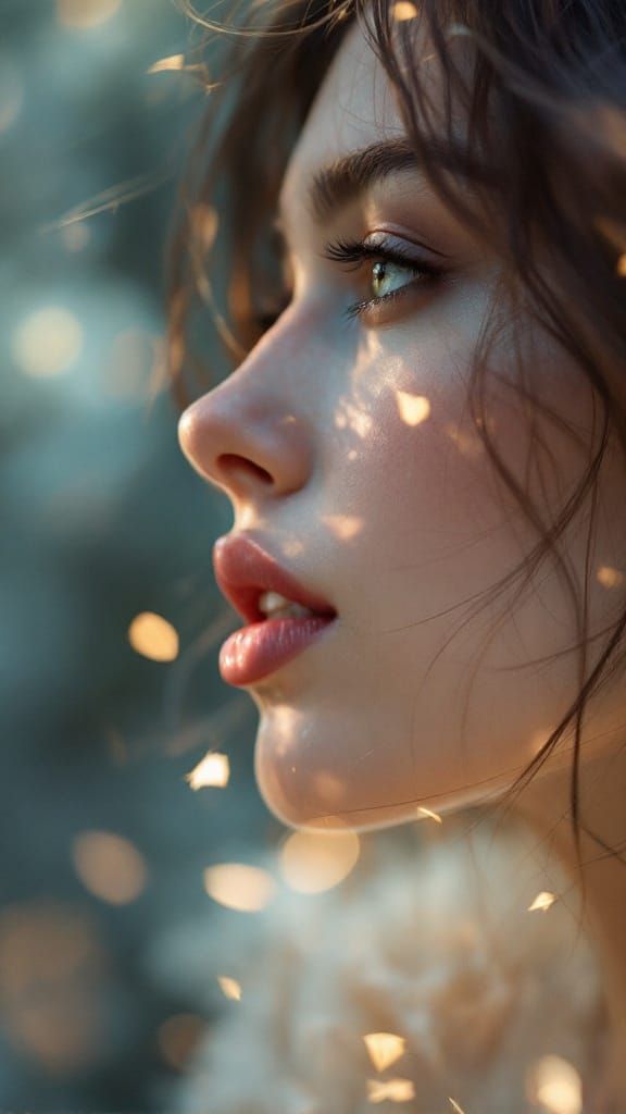 Surreal Portrait of a Contemplative Woman