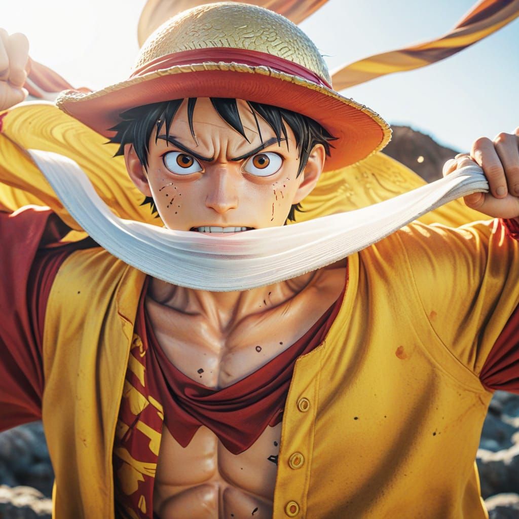 Heroic Monkey D. Luffy in Vibrant Comic Book Style