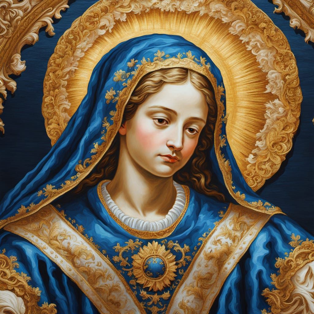 Baroque Portrait: Santa Maria in Gold and Blue