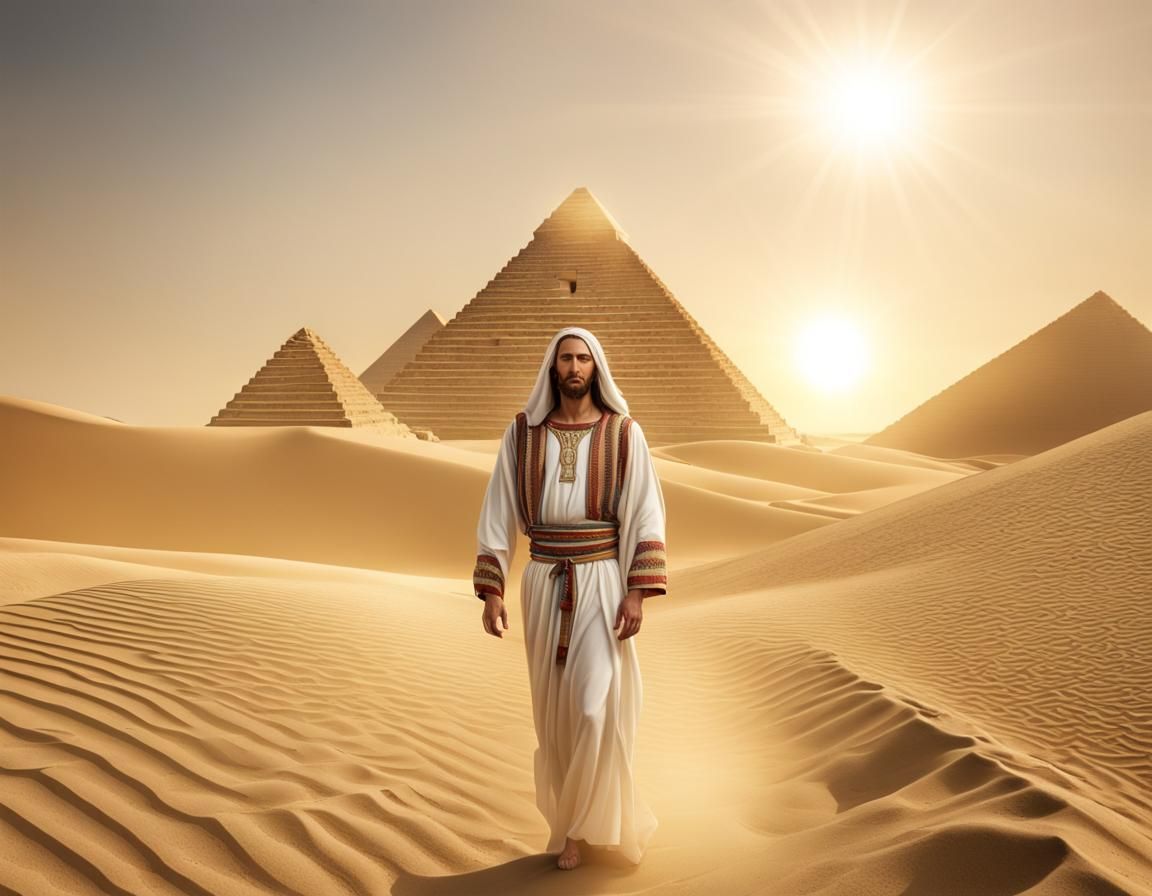 Jesus Christ in Egypt with Pyramids
