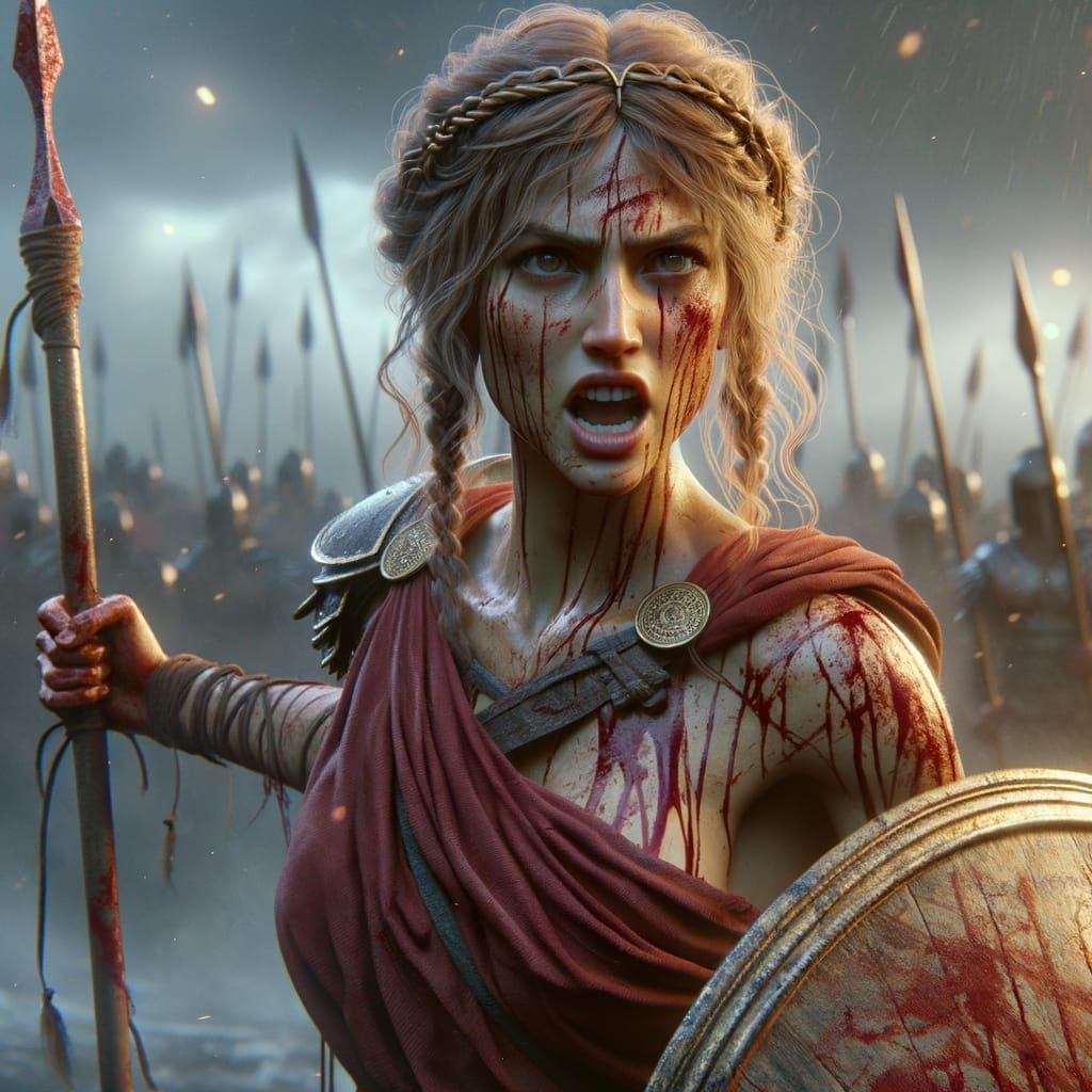 Alala, Greek Goddess of War in Digital Matte Painting