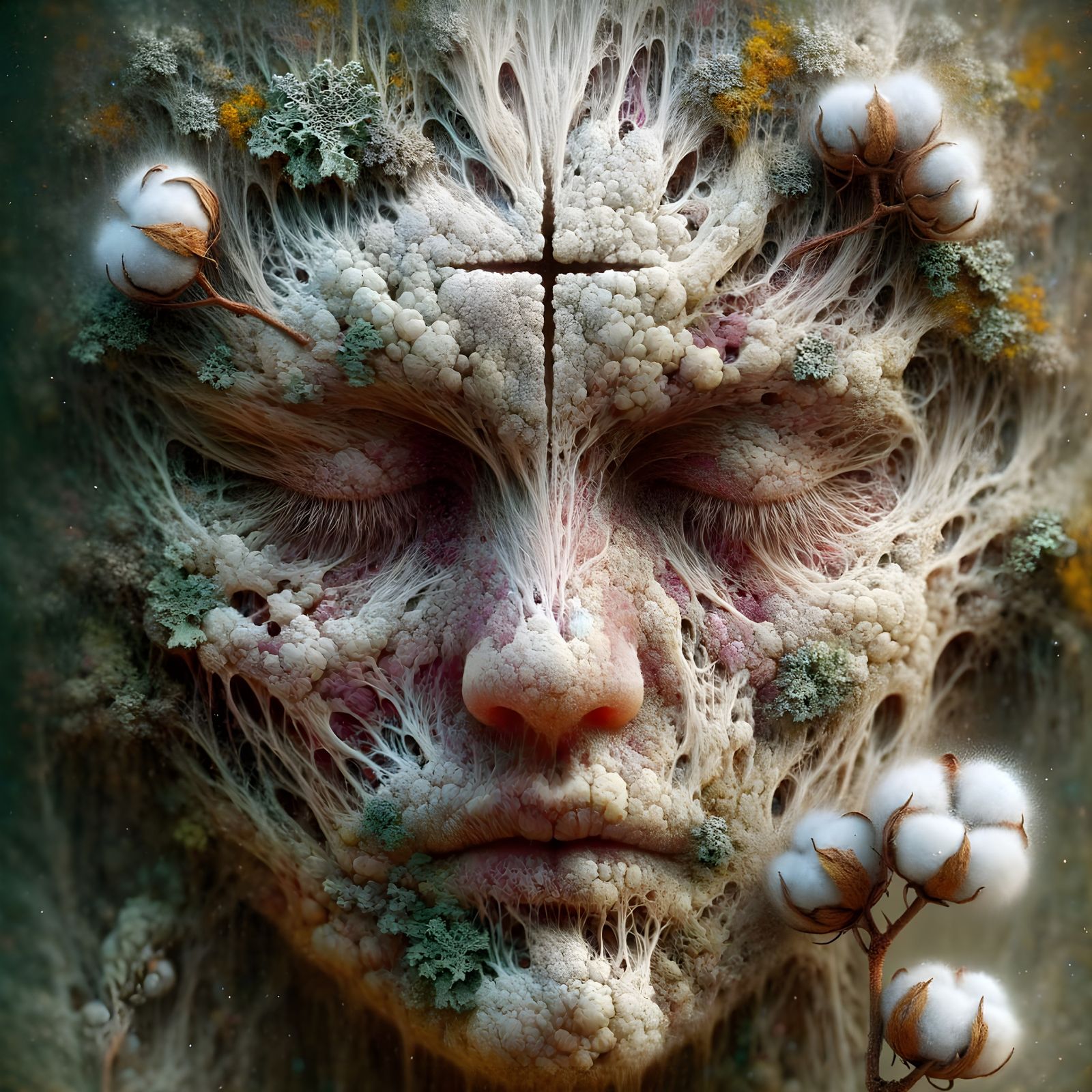 Ethereal Portrait of a Liminal Soul with Divine Scarring