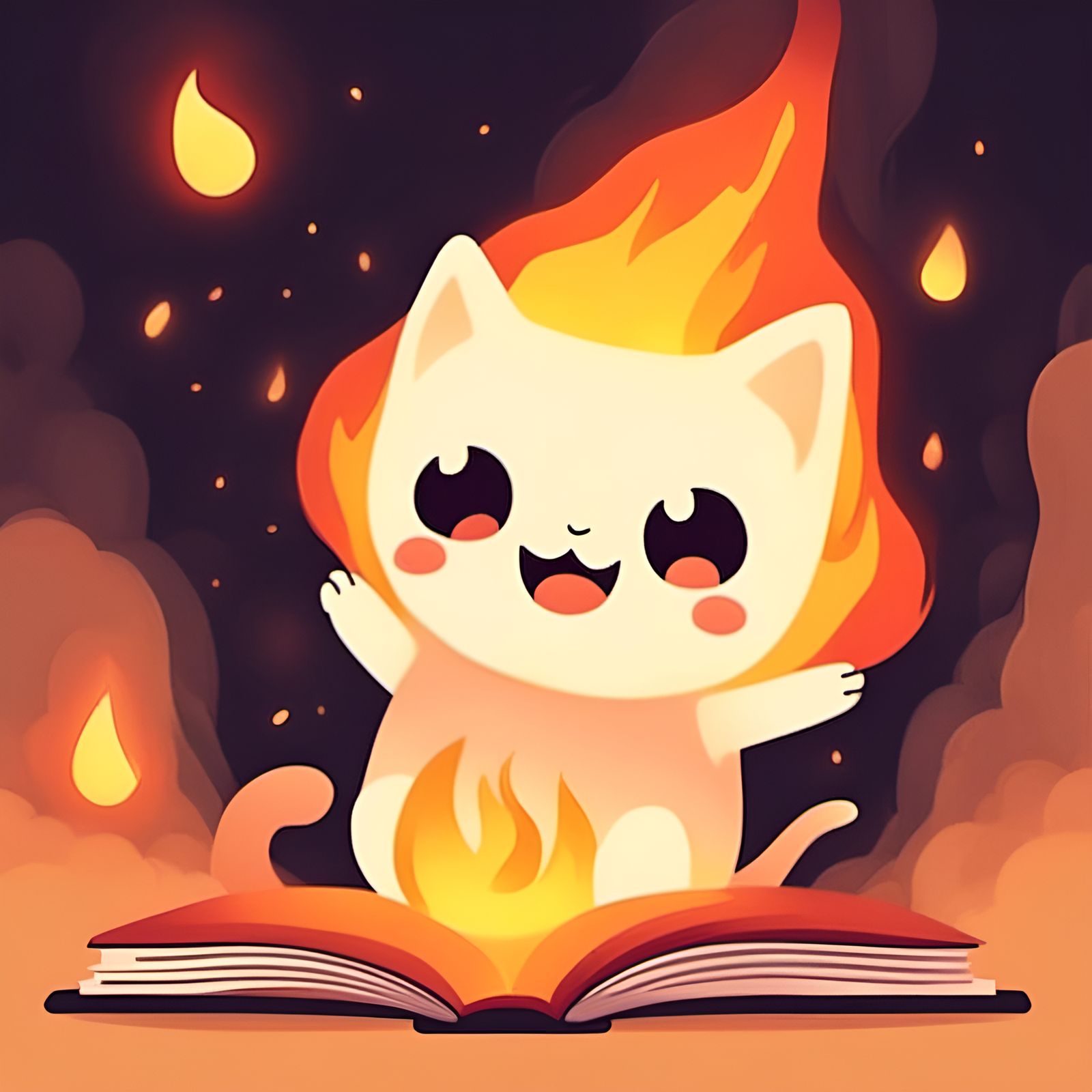 Adorable Glowing Fire Creature Illustration