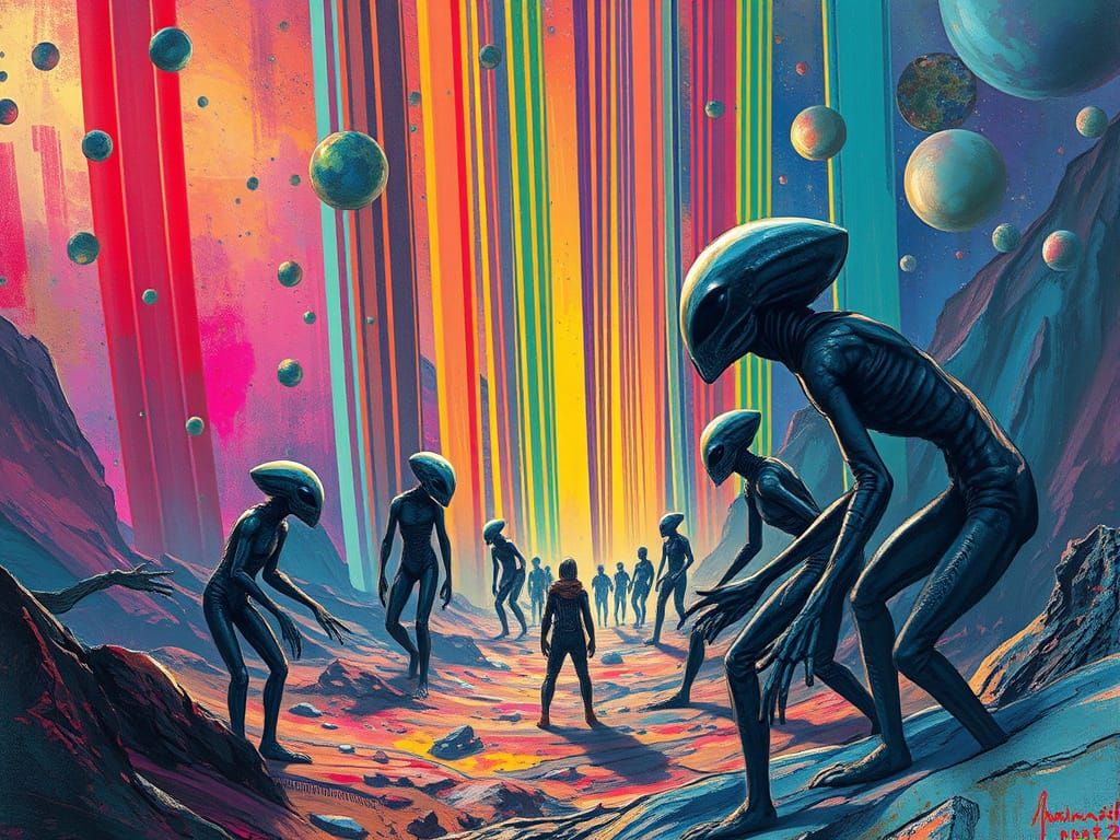 Vibrant Striped Chaos in a Cosmic Alien Realm