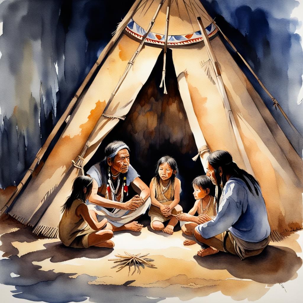 Heartwarming Shaman Story in Watercolour Tipi