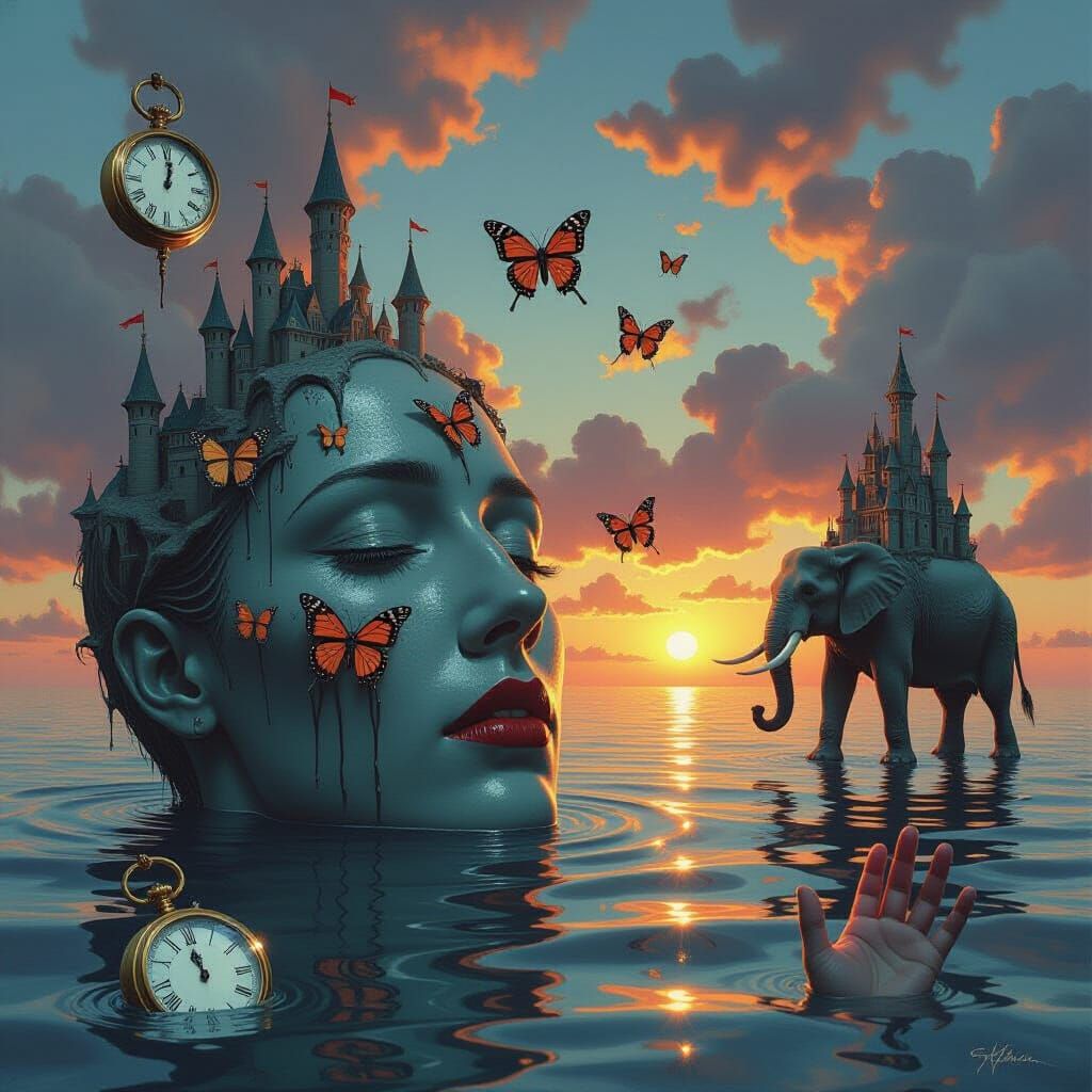 Surrealist Impasto Painting: Dalí-Inspired Dreamscape