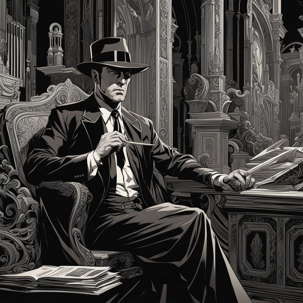 Eldritch Scene in Dark Screenprint Style