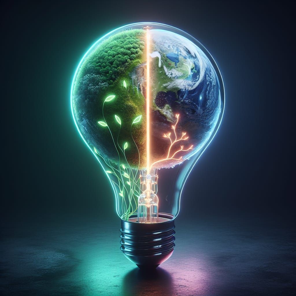 Split Earth in Light Bulb: A Symbolic Digital Art