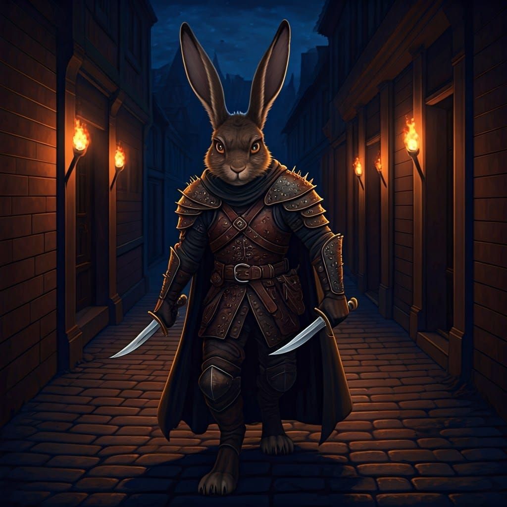 An anthropomorphic hare rogue