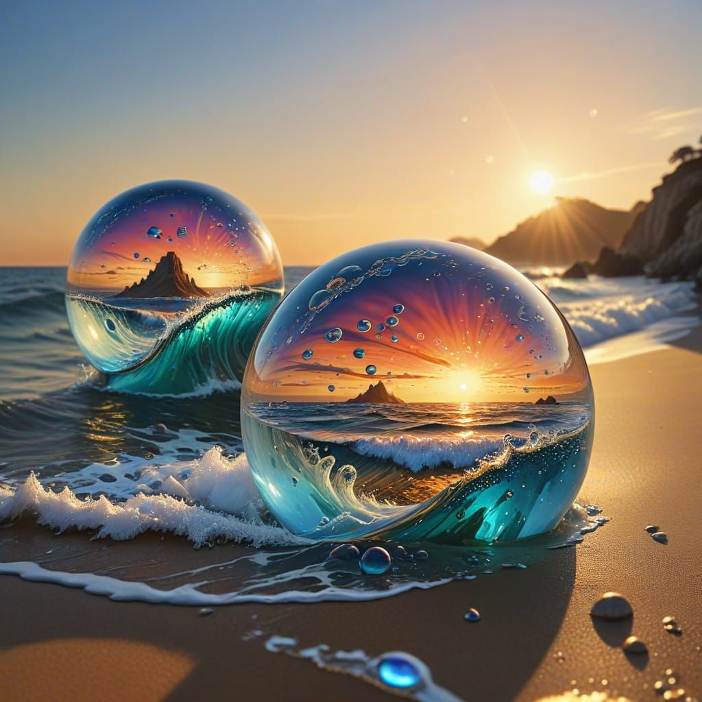 Surreal Miniature Worlds in Iridescent Bubbles