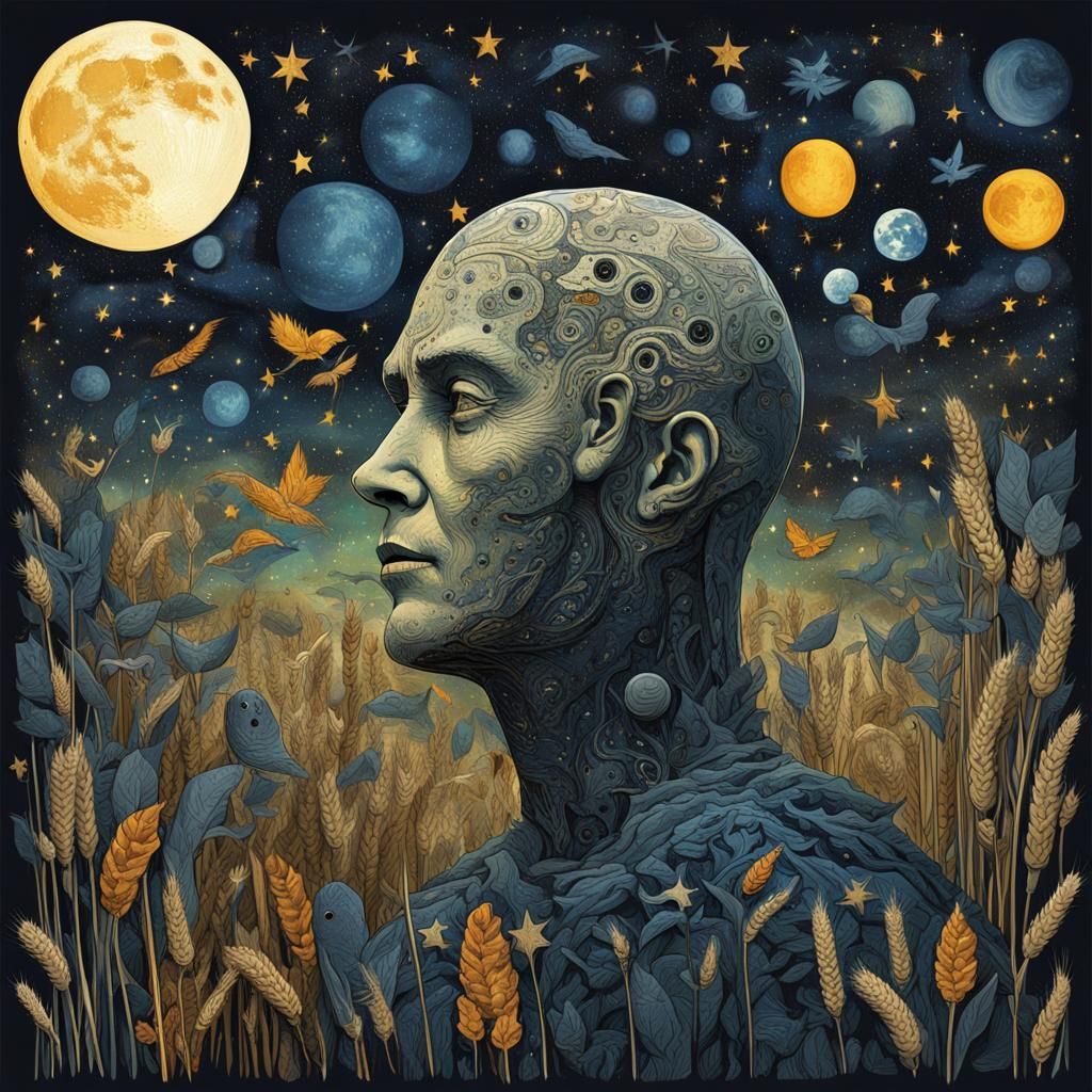 Emotional Faces in Starry Night Collage